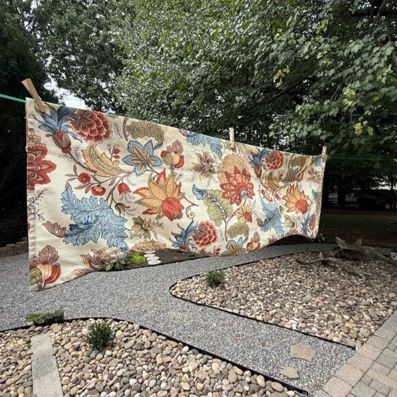 Floral Jacquard Valance Panels 2-Piece Set 102" Total Width Autumn Colors Rust - Picture 1 of 9